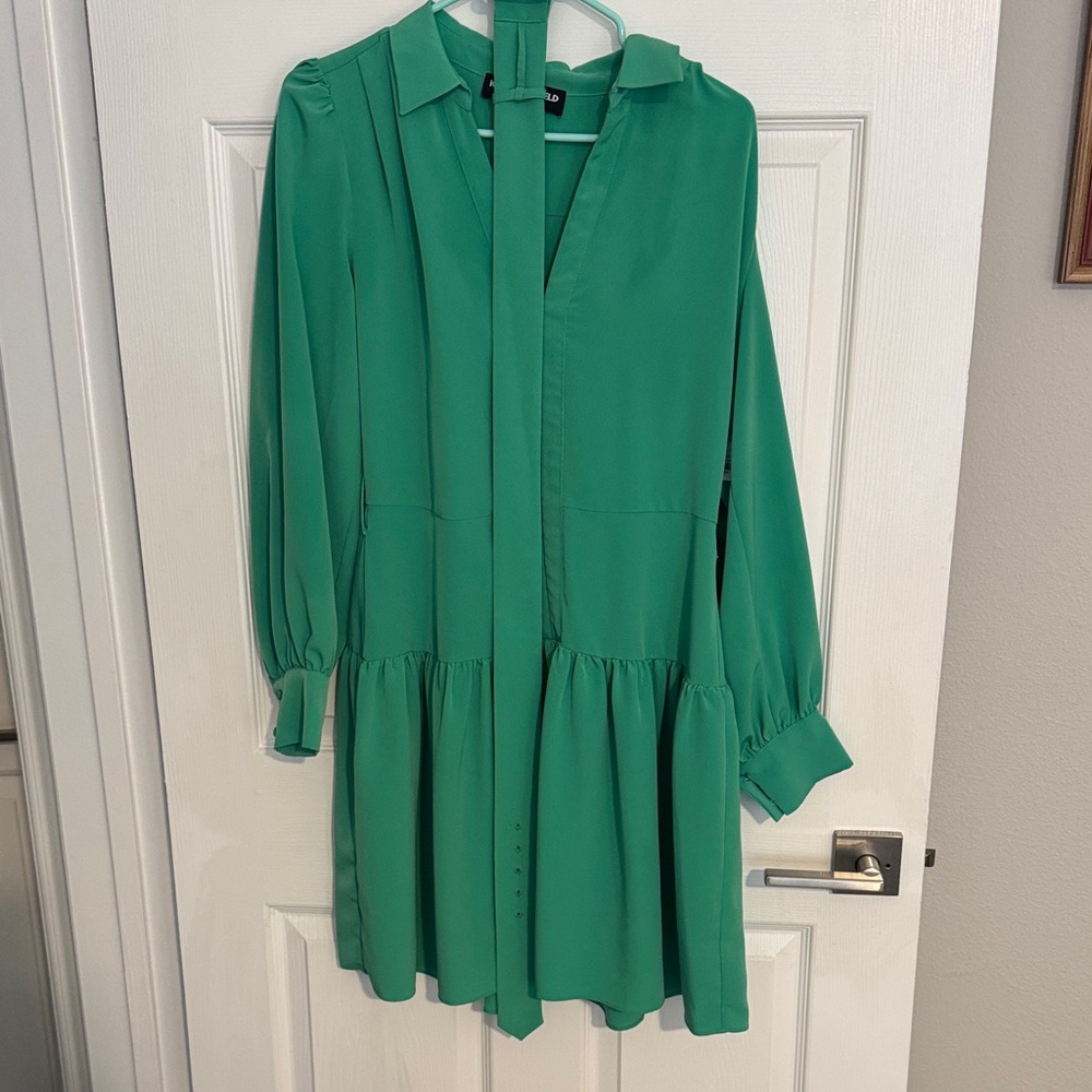 Karl Lagerfeld Vibrant Green Long Sleeve Dress